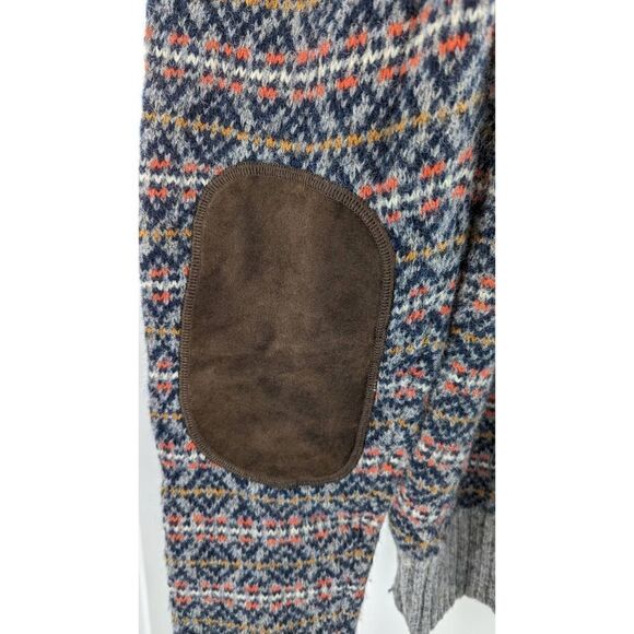 Mauritz Archive H&M Men Elbow Patch Knitted Fair Isle Sweater Multicolor Size La - Picture 1 of 13